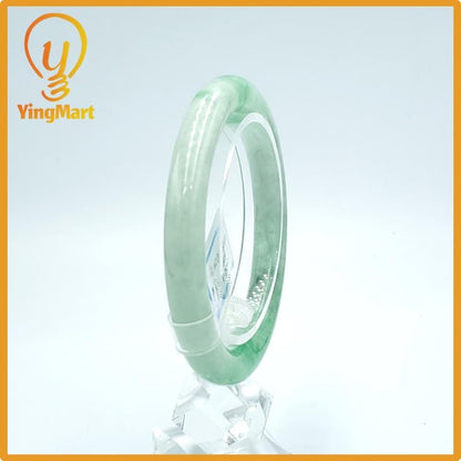 Yingmart  55mm PNJ Certified Natural Color Grey White Natural Jadeite Jade Bangle Bracelet, Real Gemstone, Gift for Her Mom Grandma Sister