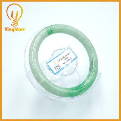 Yingmart  55mm PNJ Certified Natural Color Grey White Natural Jadeite Jade Bangle Bracelet, Real Gemstone, Gift for Her Mom Grandma Sister