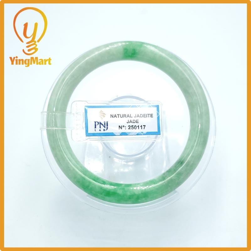 Yingmart  55mm PNJ Certified Natural Color Grey White Natural Jadeite Jade Bangle Bracelet, Real Gemstone, Gift for Her Mom Grandma Sister