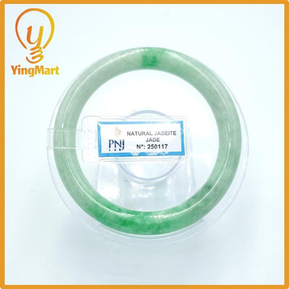 Yingmart  55mm PNJ Certified Natural Color Grey White Natural Jadeite Jade Bangle Bracelet, Real Gemstone, Gift for Her Mom Grandma Sister