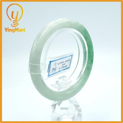 Yingmart  56mm PNJ Certified Natural Color Grey White Natural Jadeite Jade Bangle Bracelet, Real Gemstone, Gift for Her Mom Grandma Sister