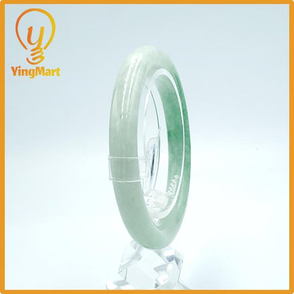 Yingmart  56mm PNJ Certified Natural Color Grey White Natural Jadeite Jade Bangle Bracelet, Real Gemstone, Gift for Her Mom Grandma Sister