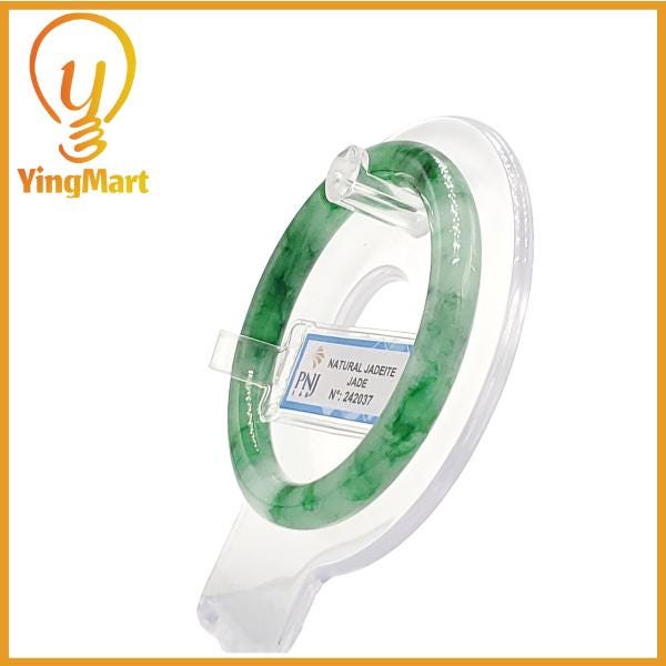 Yingmart  52mm PNJ Certified Natural Color Grey White Natural Jadeite Jade Bangle Bracelet, Real Gemstone, Gift for Her Mom Grandma Sister