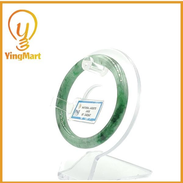 Yingmart  52mm PNJ Certified Natural Color Purplish White Natural Jadeite Jade Bangle Bracelet, Real Gemstone, Gift for Her Mom Grandma
