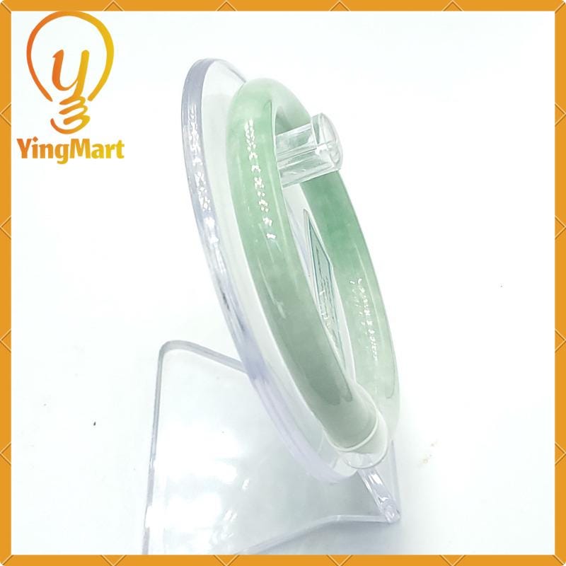 Yingmart  56mm PNJ Certified Natural Color Grey White Natural Jadeite Jade Bangle Bracelet, Real Gemstone, Gift for Her Grandma, Mom Jewelry
