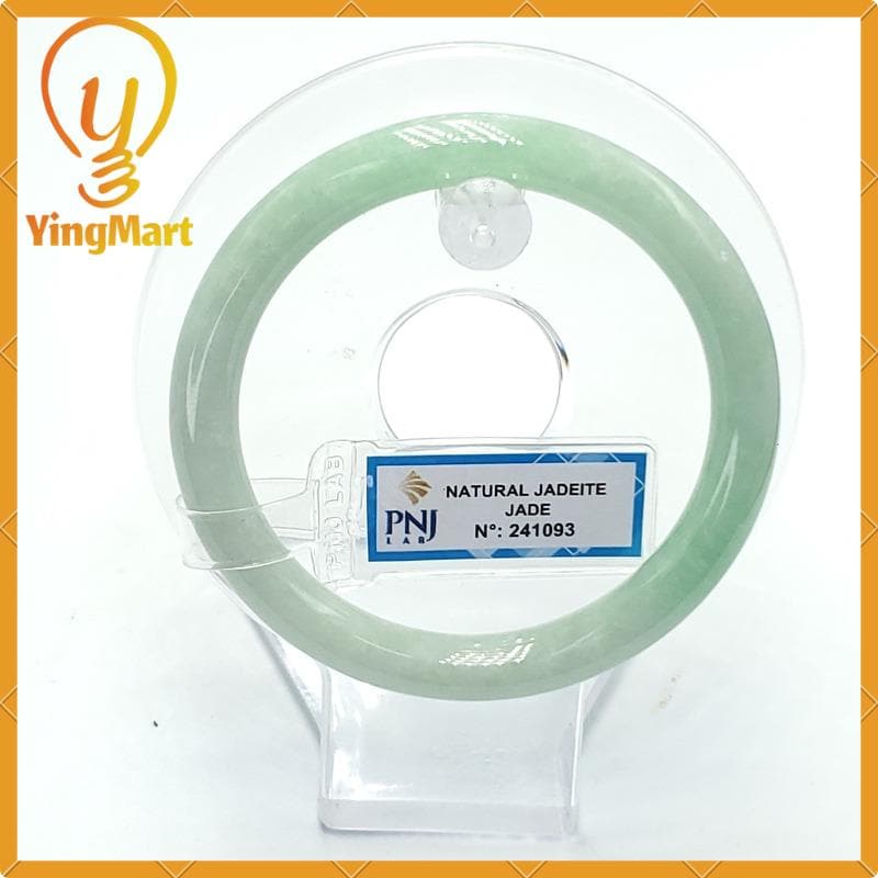 Yingmart  56mm PNJ Certified Natural Color Grey White Natural Jadeite Jade Bangle Bracelet, Real Gemstone, Gift for Her Grandma, Mom Jewelry