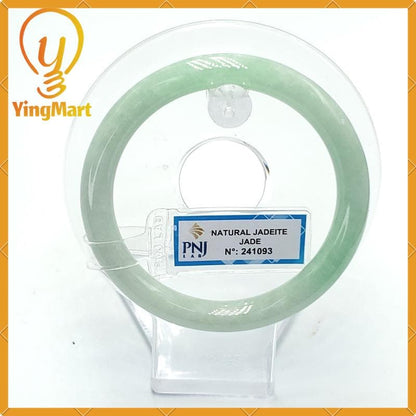 Yingmart  56mm PNJ Certified Natural Color Grey White Natural Jadeite Jade Bangle Bracelet, Real Gemstone, Gift for Her Grandma, Mom Jewelry