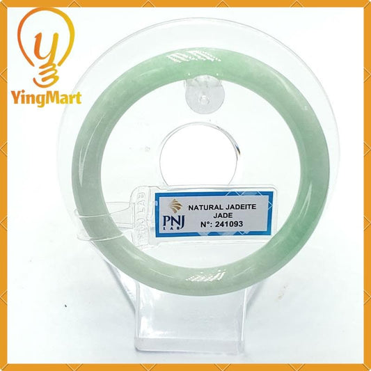 Yingmart  56mm PNJ Certified Natural Color Grey White Natural Jadeite Jade Bangle Bracelet, Real Gemstone, Gift for Her Grandma, Mom Jewelry