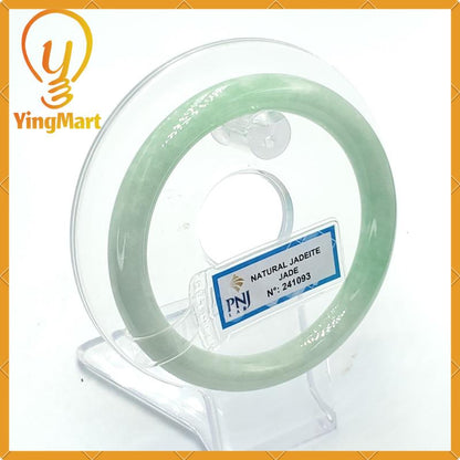 Yingmart  56mm PNJ Certified Natural Color Grey White Natural Jadeite Jade Bangle Bracelet, Real Gemstone, Gift for Her Grandma, Mom Jewelry