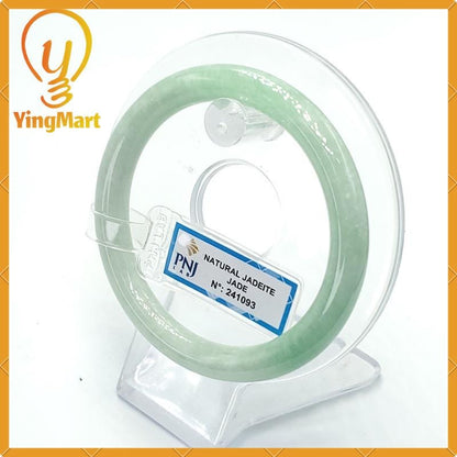 Yingmart  56mm PNJ Certified Natural Color Grey White Natural Jadeite Jade Bangle Bracelet, Real Gemstone, Gift for Her Grandma, Mom Jewelry