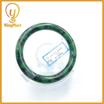 Yingmart  56mm PNJ Certified Natural Color Light To Medium Green, Black Brown Spots Natural Jadeite Jade Bangle Bracelet, Real Gemstone