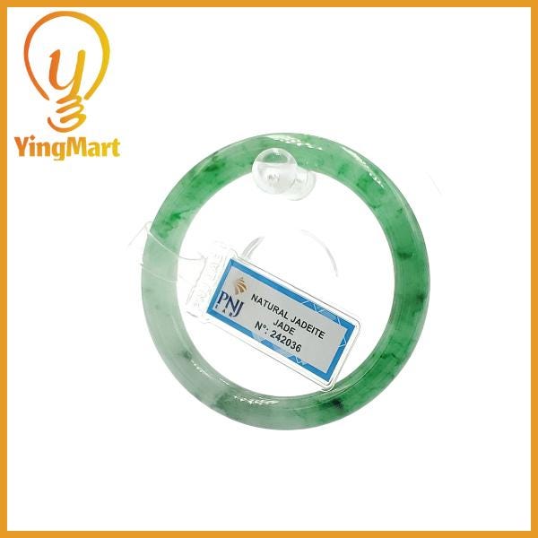 Yingmart  51mm PNJ Certified Natural Color Grey White Natural Jadeite Jade Bangle Bracelet, Real Gemstone, Gift for Her Mom Grandma Sister