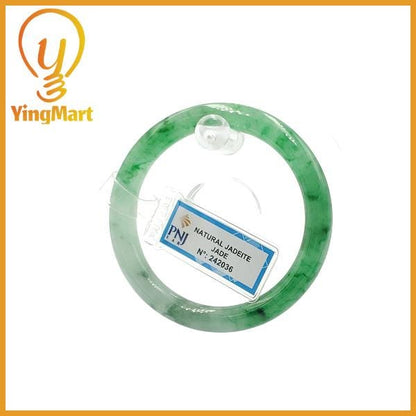 Yingmart  51mm PNJ Certified Natural Color Grey White Natural Jadeite Jade Bangle Bracelet, Real Gemstone, Gift for Her Mom Grandma Sister