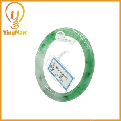 Yingmart  51mm PNJ Certified Natural Color Grey White Natural Jadeite Jade Bangle Bracelet, Real Gemstone, Gift for Her Mom Grandma Sister