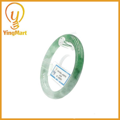 Yingmart  55mm PNJ Certified Natural Color Grey White Natural Jadeite Jade Bangle Bracelet, Real Gemstone, Gift for Her Mom Grandma