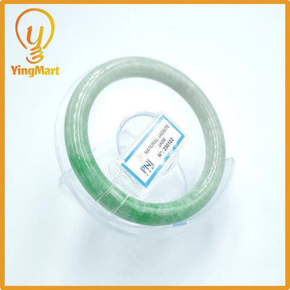 Yingmart  55mm PNJ Certified Natural Color Grey White Natural Jadeite Jade Bangle Bracelet, Real Gemstone, Gift for Her Mom Grandma