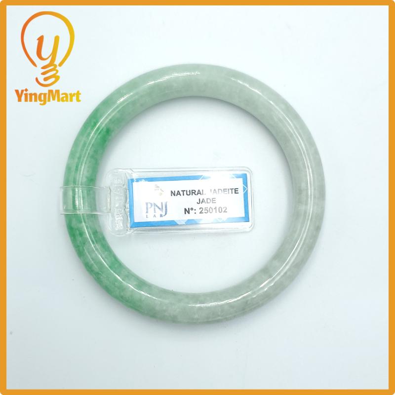 Yingmart  55mm PNJ Certified Natural Color Grey White Natural Jadeite Jade Bangle Bracelet, Real Gemstone, Gift for Her Mom Grandma