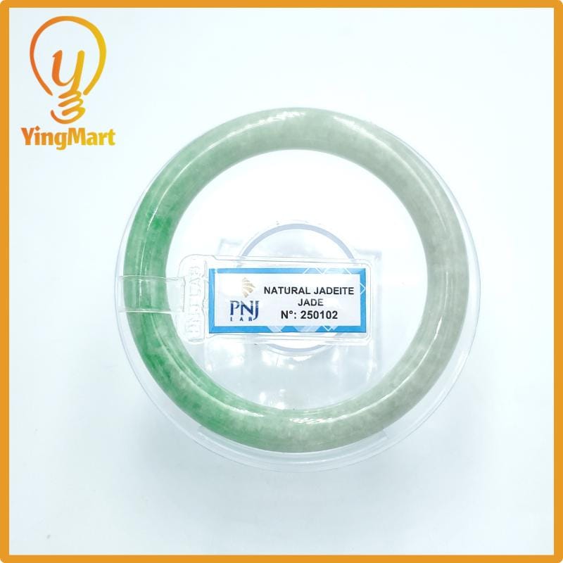 Yingmart  55mm PNJ Certified Natural Color Grey White Natural Jadeite Jade Bangle Bracelet, Real Gemstone, Gift for Her Mom Grandma