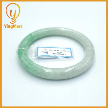 Yingmart  55mm PNJ Certified Natural Color Grey White Natural Jadeite Jade Bangle Bracelet, Real Gemstone, Gift for Her Mom Grandma