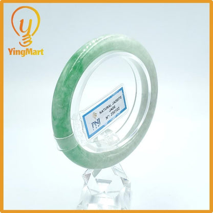 Yingmart  55mm PNJ Certified Natural Color Grey White Natural Jadeite Jade Bangle Bracelet, Real Gemstone, Gift for Her Mom Grandma