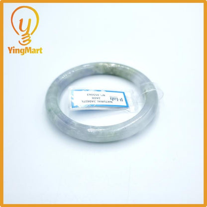 Yingmart  52mm PNJ Certified Natural Color Grey White Natural Jadeite Jade Bangle Bracelet, Real Gemstone, Gift for Her Mom Grandma Sister