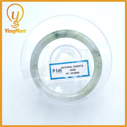 Yingmart  48mm PNJ Certified Natural Color Grey White Natural Jadeite Jade Bangle Bracelet, Real Gemstone, Gift for Her Mom Grandma Sister