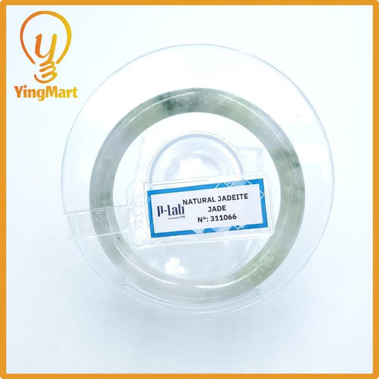 Yingmart  48mm PNJ Certified Natural Color Grey White Natural Jadeite Jade Bangle Bracelet, Real Gemstone, Gift for Her Mom Grandma Sister