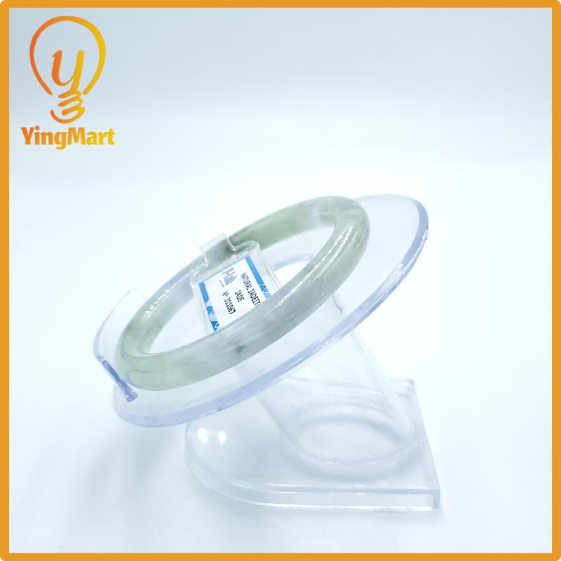 Yingmart  49mm PNJ Certified Natural Color Grey White Natural Jadeite Jade Bangle Bracelet, Real Gemstone, Gift for Her Mom Grandma Sister