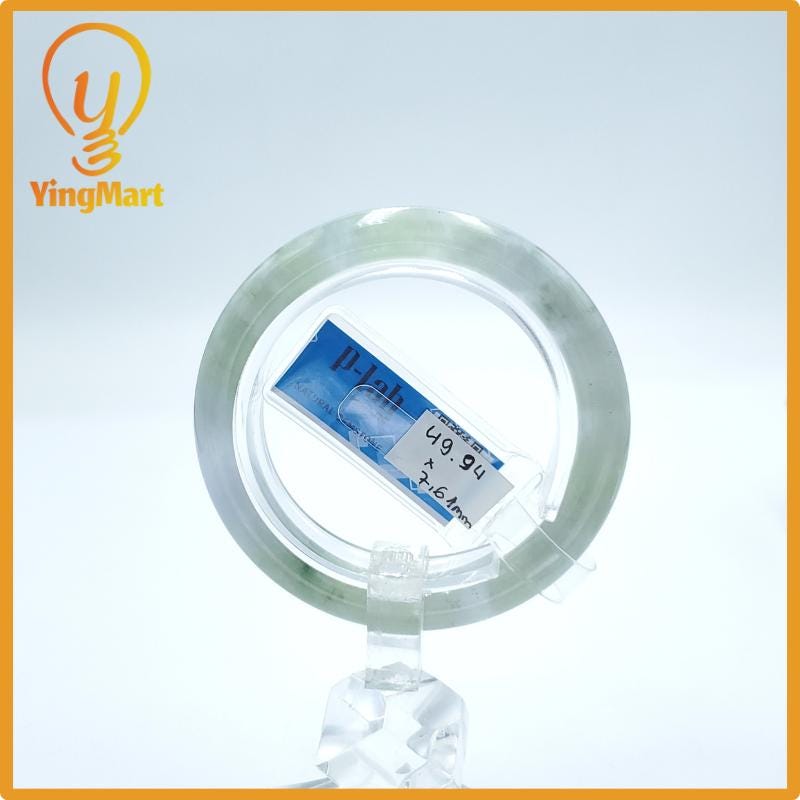 Yingmart  49mm PNJ Certified Natural Color Grey White Natural Jadeite Jade Bangle Bracelet, Real Gemstone, Gift for Her Mom Grandma Sister