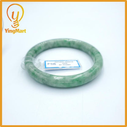 Yingmart  59mm PNJ Certified Natural Color Grey White Natural Jadeite Jade Bangle Bracelet, Real Gemstone, Gift for Her Mom Grandma Sister