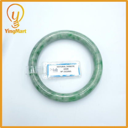 Yingmart  59mm PNJ Certified Natural Color Grey White Natural Jadeite Jade Bangle Bracelet, Real Gemstone, Gift for Her Mom Grandma Sister