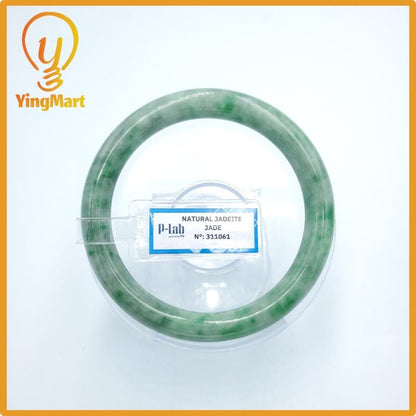 Yingmart  59mm PNJ Certified Natural Color Grey White Natural Jadeite Jade Bangle Bracelet, Real Gemstone, Gift for Her Mom Grandma Sister