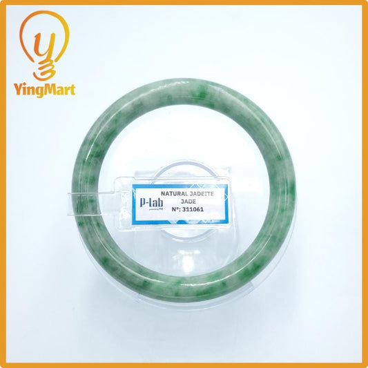 Yingmart  59mm PNJ Certified Natural Color Grey White Natural Jadeite Jade Bangle Bracelet, Real Gemstone, Gift for Her Mom Grandma Sister