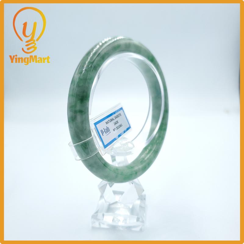 Yingmart  59mm PNJ Certified Natural Color Grey White Natural Jadeite Jade Bangle Bracelet, Real Gemstone, Gift for Her Mom Grandma Sister