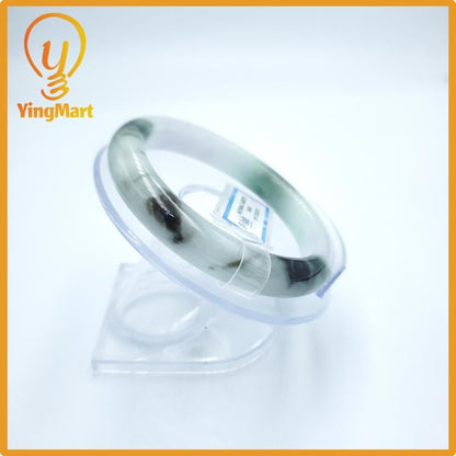 Yingmart  57mm PNJ Certified Natural Color Green White To Green Natural Jadeite Jade Bangle Bracelet, Real Gemstone, Gift for Her Mom