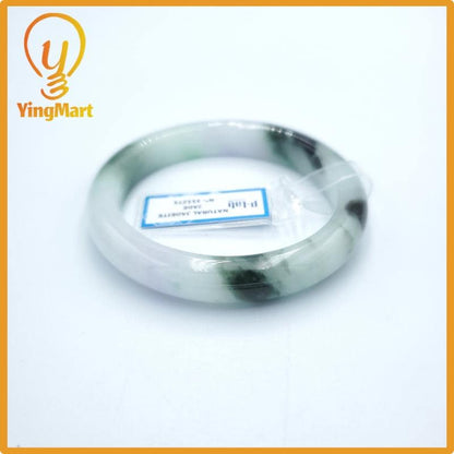 Yingmart  57mm PNJ Certified Natural Color Green White To Green Natural Jadeite Jade Bangle Bracelet, Real Gemstone, Gift for Her Mom