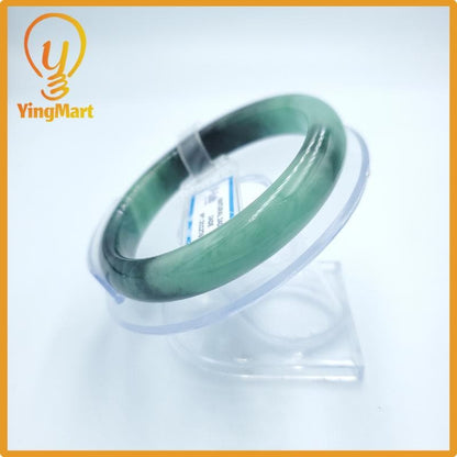 Yingmart  57mm PNJ Certified Natural Color Grey White Natural Jadeite Jade Bangle Bracelet, Real Gemstone, Gift for Her Mom Grandma Sister