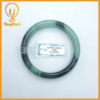 Yingmart  57mm PNJ Certified Natural Color Grey White Natural Jadeite Jade Bangle Bracelet, Real Gemstone, Gift for Her Mom Grandma Sister