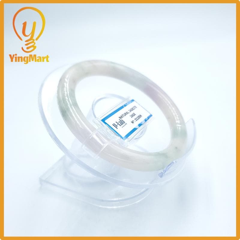 Yingmart  52mm PNJ Certified Natural Color Grey White Natural Jadeite Jade Bangle Bracelet, Real Gemstone, Gift for Her Mom Grandma Sister