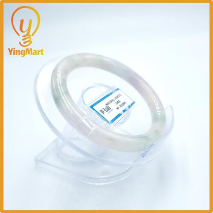 Yingmart  52mm PNJ Certified Natural Color Grey White Natural Jadeite Jade Bangle Bracelet, Real Gemstone, Gift for Her Mom Grandma Sister