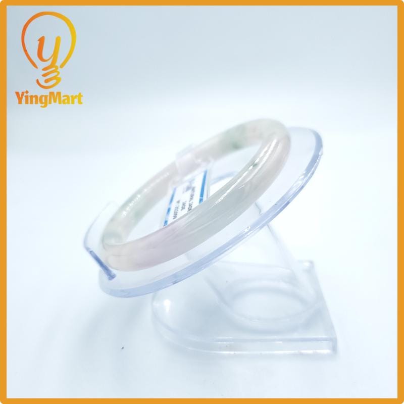 Yingmart  52mm PNJ Certified Natural Color Grey White Natural Jadeite Jade Bangle Bracelet, Real Gemstone, Gift for Her Mom Grandma Sister