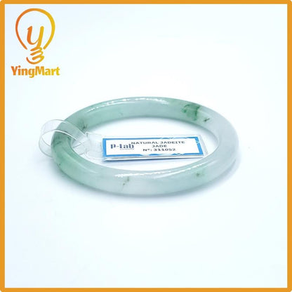 Yingmart  50mm PNJ Certified Natural Color Grey White Natural Jadeite Jade Bangle Bracelet, Real Gemstone, Gift for Her Mom Grandma Sister