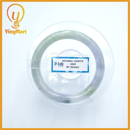 Yingmart  49mm PNJ Certified Natural Color Grey White Natural Jadeite Jade Bangle Bracelet, Real Gemstone, Gift for Her Mom Grandma Sister