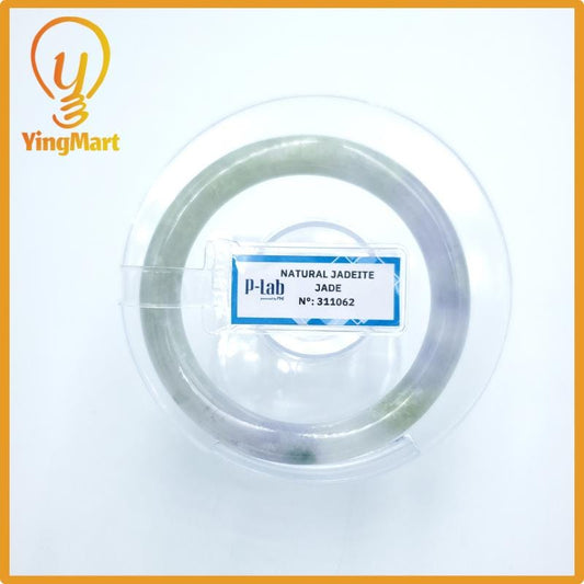 Yingmart  49mm PNJ Certified Natural Color Grey White Natural Jadeite Jade Bangle Bracelet, Real Gemstone, Gift for Her Mom Grandma Sister