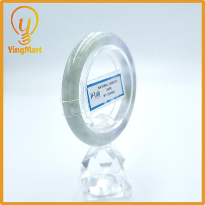 Yingmart  49mm PNJ Certified Natural Color Grey White Natural Jadeite Jade Bangle Bracelet, Real Gemstone, Gift for Her Mom Grandma Sister