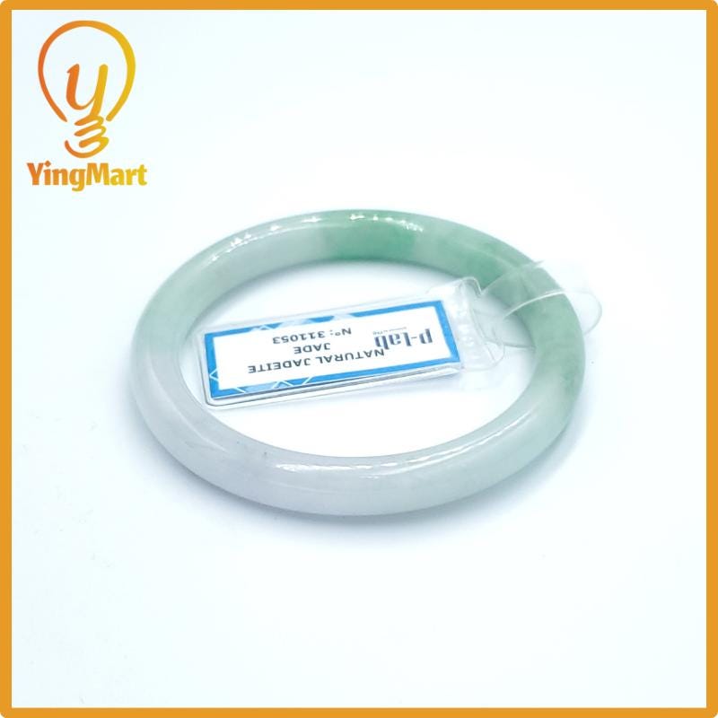 Yingmart  48mm PNJ Certified Natural Color Purplish White Natural Jadeite Jade Bangle Bracelet, Real Gemstone, Gift for Her Mom Grandma