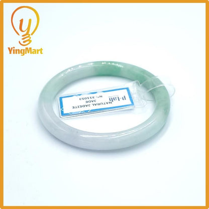 Yingmart  48mm PNJ Certified Natural Color Purplish White Natural Jadeite Jade Bangle Bracelet, Real Gemstone, Gift for Her Mom Grandma