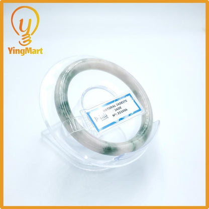 Yingmart 53mm PNJ Certified Natural Color Grey White Natural Jadeite Jade Bangle Bracelet, Real Gemstone, Gift for Her Mom Grandma Sister