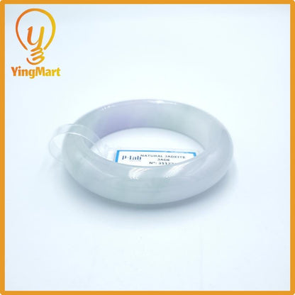 Yingmart  51mm PNJ Certified Natural Color Purplish White Natural Jadeite Jade Bangle Bracelet, Real Gemstone, Gift for Her Mom Grandma