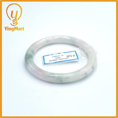 Yingmart  54mm PNJ Certified Natural Color Grey White Natural Jadeite Jade Bangle Bracelet, Real Gemstone, Gift for Her Mom Grandma Sister